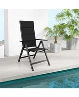 Sugift Outdoor Dining Chair with Soft Padded Seat and 7-Position Adjustable Backrest