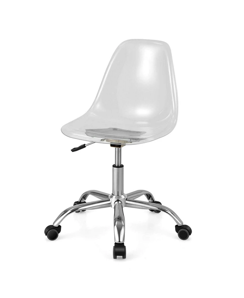 Vebreda Swivel Acrylic Armless Adjustable Height Office Chair