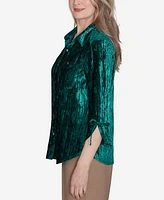 Alfred Dunner Petite Emerald Isle Crushed Velvet Shirt