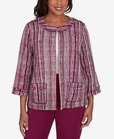 Alfred Dunner Petite Wine Country Fringe Textured Jacket