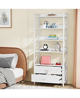 Tribesigns Bookshelf with Drawers, 70.8" Industrial Bookcase 2 5 Shelf Open for Storage, Wood Book Living Room, Bedroom,