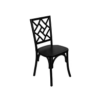Merrick Lane Mara Solid Wood Dining Chair With Stackable Design, Ornate Seat Back Accenting, And Elegant Finish