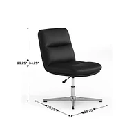 Merrick Lane Biel Mid-Back Height-Adjustable Stationary Armless Swivel Office Chair - Padded Upholstered Back And Seat, Strong Frame
