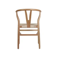 Merrick Lane Staci Stack Dining Chair With Wishbone Style Design, Solid Wood Frame, Woven Kraft Paper Rope Seat