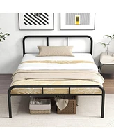 Gymax Full Size Bed Frame Metal Platform Bed Base w/ Headboard & Footboard Black