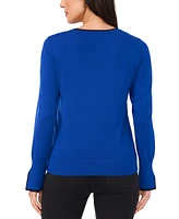 Sam & Jess Women's V-Neck Split-Cuff Long-Sleeve Sweater