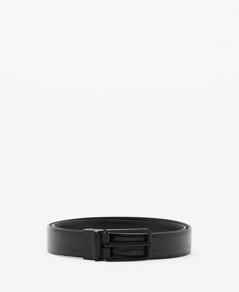 Mango Men's Croc-Effect Leather Belt