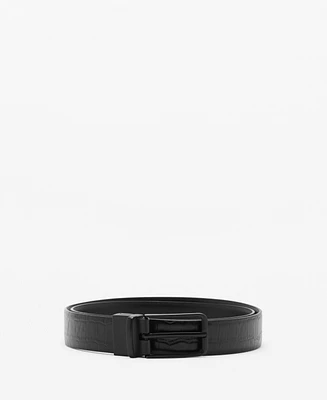 Mango Men's Croc-Effect Leather Belt