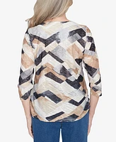 Alfred Dunner Petite Classics Abstract Chevron Top