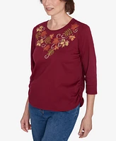 Alfred Dunner Petite Classics Falling Leaves with Drawstring Closure Top