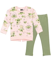 Starwars Baby Girls Star Wars The Mandalorian Fleece Sweatshirt and Leggings Outfit Set to