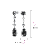 Bling Jewelry Black Cubic Zirconia Halo Long Pear Solitaire Teardrop Cz Statement Dangle Chandelier Earrings Pageant Party