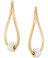 Crystal Ball Figure Eight Medium Hoop Earrings in 14k Gold-Plated Sterling Silver