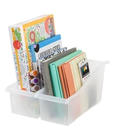 Iris 8 Pack 15" x 6" Plastic Connecting Book and Paper Storage Container Bin, Clear