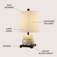 Jonathan Y Justina 16" Ceramic Mini Led Table Lamp, Antique White