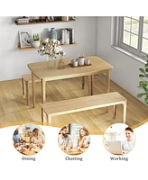 Sugift 48 Inch Solid Wood Dining Table with Rubber Supporting Legs for Kitchen Room-Natural