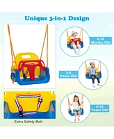 Skonyon 660 Lbs Heavy Duty Carbon Steel Swing Frame with 3 Swings-Yellow