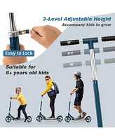 Skonyon Folding Aluminum Alloy Scooter with 3 Adjustable Heights-Blue