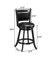 Skonyon 2 Pieces 24 Inch Swivel Counter Stool Dining Chair Upholstered Seat