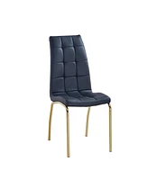 Streamdale Furniture Modern Lattice Design Leatherette Dining Chair with Gold Metal Legs Set of 4