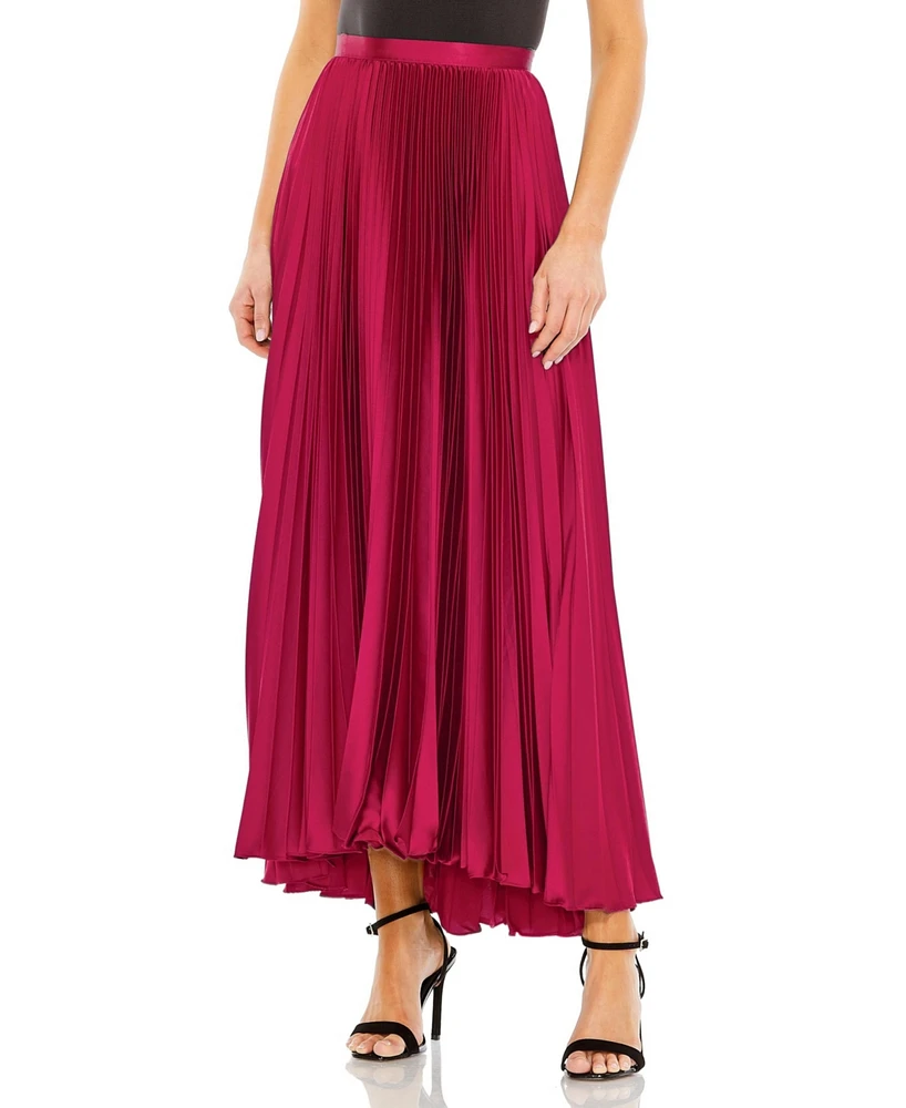 Mac Duggal Women's Long Pleated Satin Evening Skirt