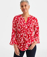 Style & Co Women's Printed Pintuck Top, Created for Macy's