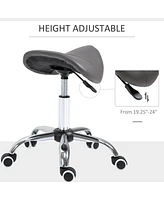Cozy Roll-Saddle Stool: Height-Adj. Pu Leather Spa Swivel Chair