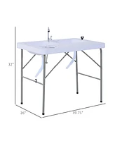 Streamdale Furniture Folding Camping Table w/ Faucet & Water Basins