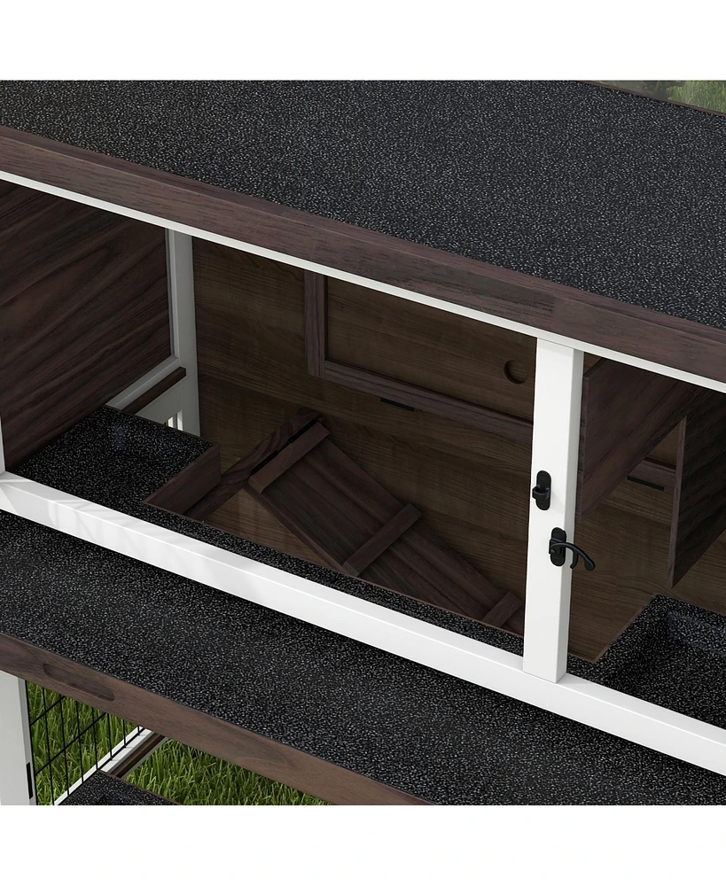 Streamdale Furniture 2-Tier Rabbit Cage: Wooden Hutch with Removable Trays