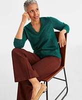 Style & Co Women's Shine V-Neck Pullover Sweater, Created for Macy's