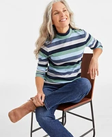 Style & Co Petite Block Striped Mock-Neck Top, Created for Macy's