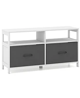 Sugift Fabric Chest of Drawers with 2 Drawers and 2 Open Shelves-White