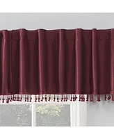 Sun Zero Evelina Faux Dupioni Silk Beaded Tassels Thermal Extreme 100% Blackout Back Tab Curtain Valance