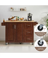 Streamdale Furniture Drop Leaf Rolling Kitchen Island with Storage