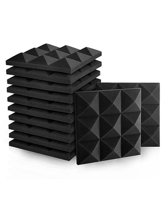 Sonic Acoustics 2x12x12" Acoustic Foam Panels, Pyramid Wedge Tiles - 24 Pack