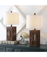 Jonathan Y Stewart 21.5" Farmhouse Wood Led Table Lamp, Black (Set of 2)