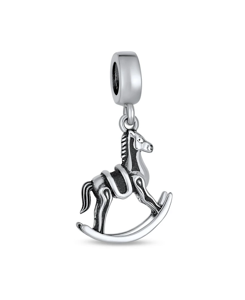 Bling Jewelry New Mother Toy Dangle Rocking Horse Charm Bead For Women Sterling Silver Fits European Bracelet