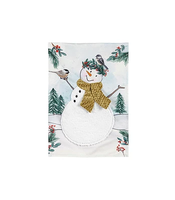 Evergreen Garden Flag Snowman Linen Double Sided Indoor Outdoor Decor 18" x 12.5"