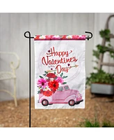 Evergreen Valentine's Flower Truck Applique Garden Flag