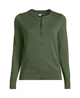 Lands' End Women's Petite Fine Gauge Cotton Cardigan Sweater