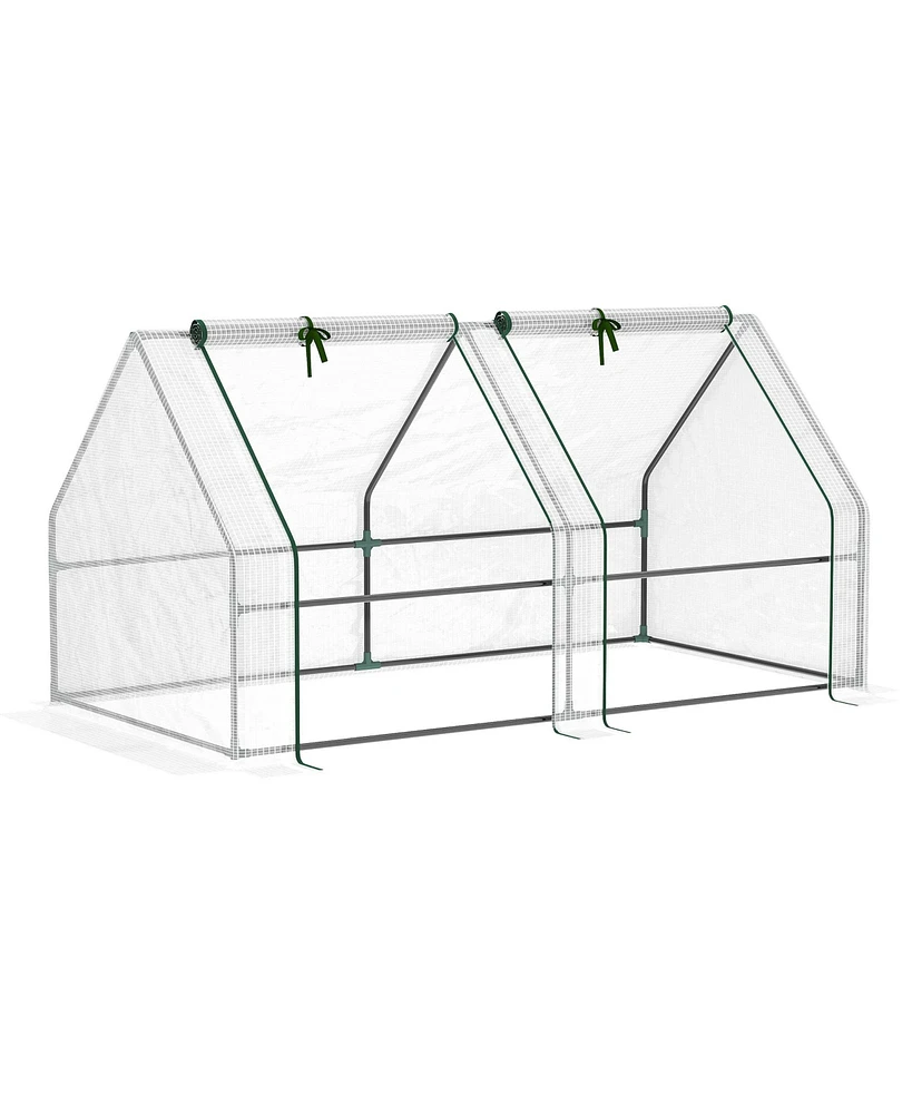 Simplie Fun 6' Portable Mini Greenhouse with Zipper Doors and Uv Cover