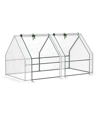 Simplie Fun 6' Portable Mini Greenhouse with Zipper Doors and Uv Cover