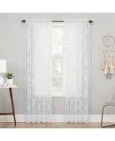 No. 918 Ariella Floral Lace Sheer Rod Pocket Curtain Panel