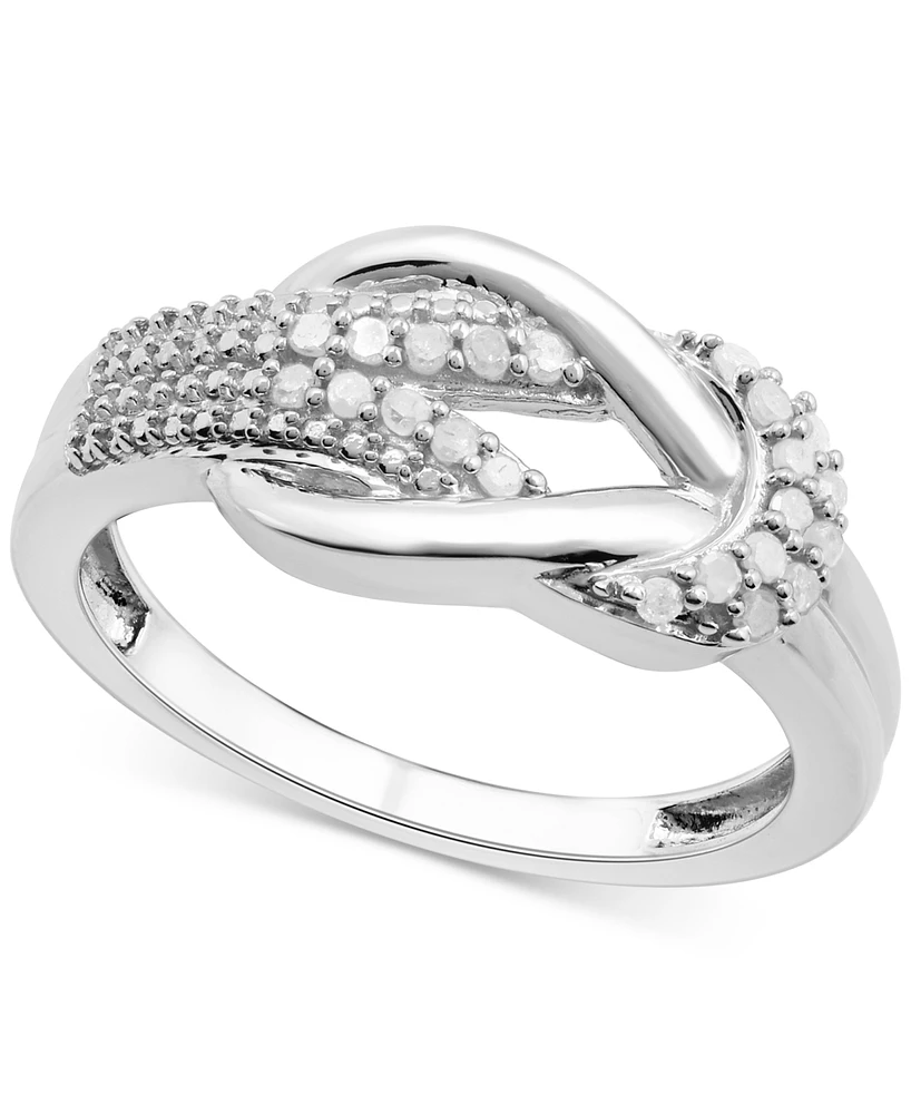 Diamond Pave Interlocking Knot Ring (1/6 ct. t.w.) Sterling Silver