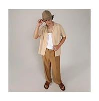 Men's Beige Embroidered Flora Shirt