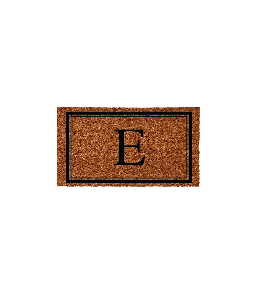 Evergreen Monogram Indoor Outdoor 100% Natural Coir Doormat 28" x 16" | Letter "E"