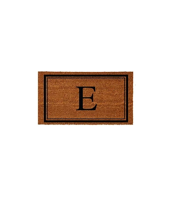 Evergreen Monogram Indoor Outdoor 100% Natural Coir Doormat 28" x 16" | Letter "E"