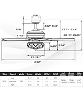 Skonyon 52 Inch Ceiling Fan with 3 Wind Speeds and 5 Reversible Blades-Black