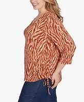 Hearts Of Palm Plus Spice It Up Printed 3/4 Sleeve Top