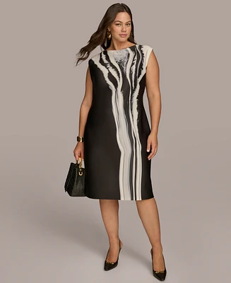 Donna Karan New York Plus Printed Cap-Sleeve Midi Dress